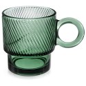 Szklanka z Uchem Kubek do Kawy Herbaty Napojów Zielona Ryflowana 300 ml
