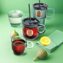 Szklanka z Uchem Kubek do Kawy Herbaty Napojów Zielona Ryflowana 300 ml