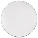 Talerz Deserowy Porcelanowy do Ciasta Śniadaniowy Biały z Obwódką 20 cm