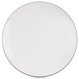 Talerz Deserowy Porcelanowy do Ciasta Śniadaniowy Biały z Obwódką 20 cm