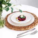 Talerz Deserowy Porcelanowy do Ciasta Śniadaniowy Biały z Obwódką 20 cm