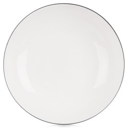 Talerz Głęboki Obiadowy Porcelanowy do Zupy Biały z Obwódką 20 cm 600 ml