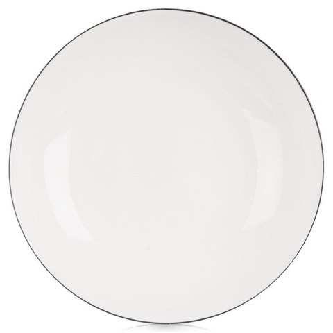 Talerz Głęboki Obiadowy Porcelanowy do Zupy Biały z Obwódką 20 cm 600 ml