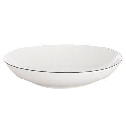 Talerz Głęboki Obiadowy Porcelanowy do Zupy Biały z Obwódką 20 cm 600 ml