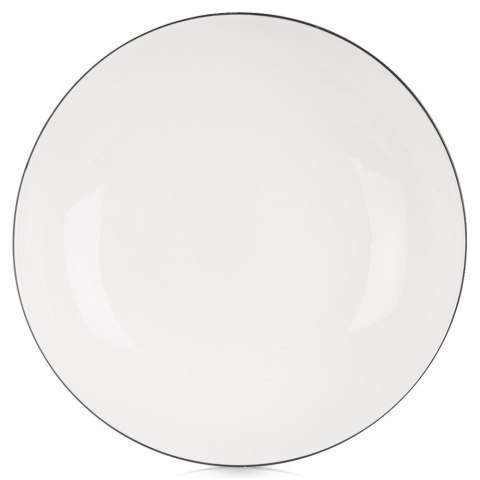 Talerz Głęboki Obiadowy Porcelanowy do Zupy Biały z Obwódką 20 cm 600 ml
