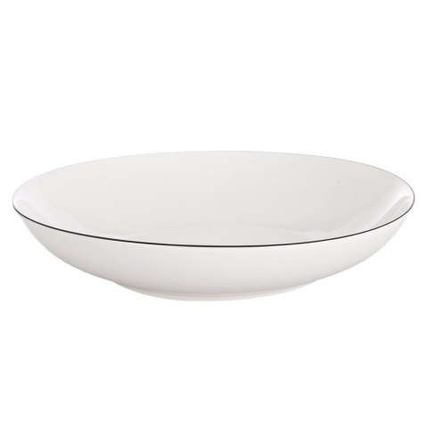 Talerz Głęboki Obiadowy Porcelanowy do Zupy Biały z Obwódką 20 cm 600 ml