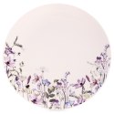 Talerz Obiadowy Płytki Porcelanowy Biały Kwiaty Ozdobny ORION Okrągły 24 cm