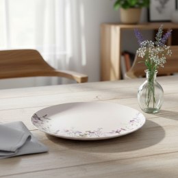 Talerz Obiadowy Płytki Porcelanowy Biały Kwiaty Ozdobny ORION Okrągły 24 cm