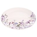 Talerz Obiadowy Płytki Porcelanowy Biały Kwiaty Ozdobny ORION Okrągły 24 cm