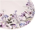 Talerz Obiadowy Płytki Porcelanowy Biały Kwiaty Ozdobny ORION Okrągły 24 cm