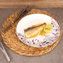 Talerz Obiadowy Płytki Porcelanowy Biały Kwiaty Ozdobny ORION Okrągły 24 cm