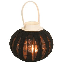 Lampion na Świeczkę Drewniany Czarny 22 x 24 cm ORION ze Szklanym Wkładem