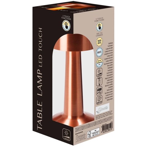 Lampka Stołowa LED Złota 21 cm Akumulator 3 Tryby Ściemnianie USB