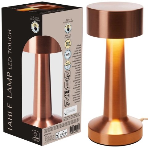 Lampka Stołowa LED Złota 21 cm Akumulator 3 Tryby Ściemnianie USB