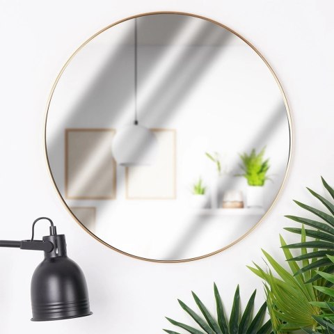 Lustro Ścienne Złote Okrągłe 50 cm VILDE Metalowa Rama Styl Glamour